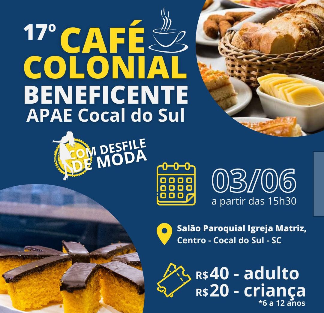 apae cocal do sul realiza 17o cafe colonial beneficente em junho apae cocal do sul realiza 17o cafe colonial beneficente em junho cafe colonial apae cocal do sul 2 e1683804808401