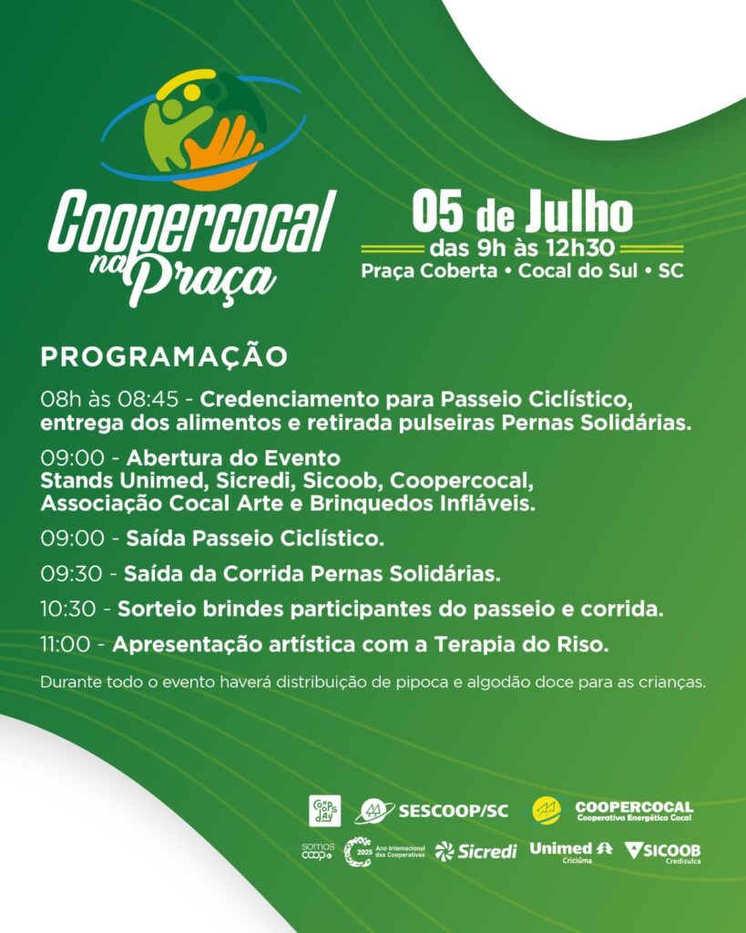 coopercocal na praca celebra o dia do cooperativismo com acoes para toda a familia no dia 5 de julho cooper na praca divulgacao 1