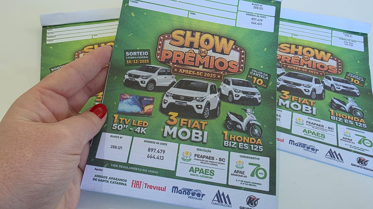 show de premios das apaes ja esta com bilhetes a venda em cocal do sul show de premios 2025 por ana paula nesi 2