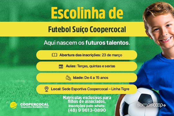 escolinha de futebol da coopercocal com inscricoes abertas escolinha futebol 1